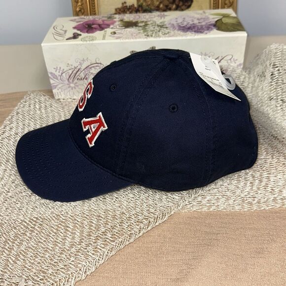 MIGHTY FINE OS Unisex Navy Blue Red White Patch USA Baseball Cap - Picture 3 of 7